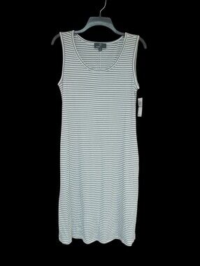 NWT Ronni Nicole White and Gray Striped Knit Dress W/ Pockets Size S